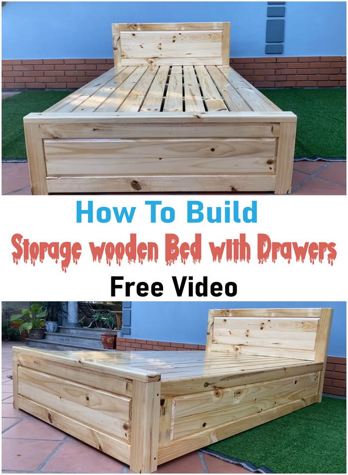 How To Build A Storage Wooden Bed with Drawers