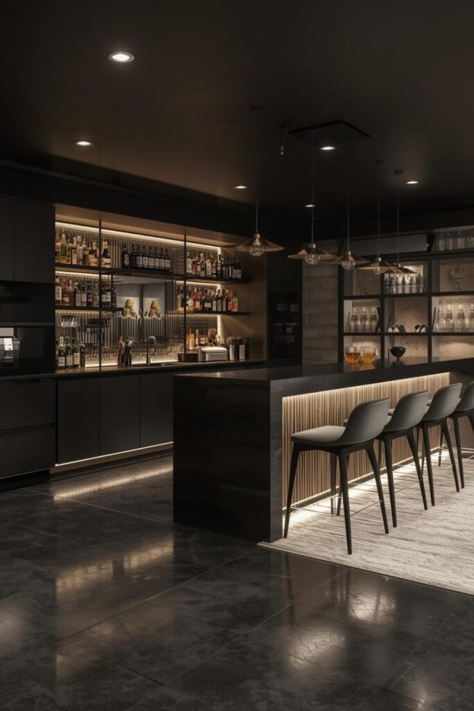 Matte Black Pavilion with LED Under-Counter Glow