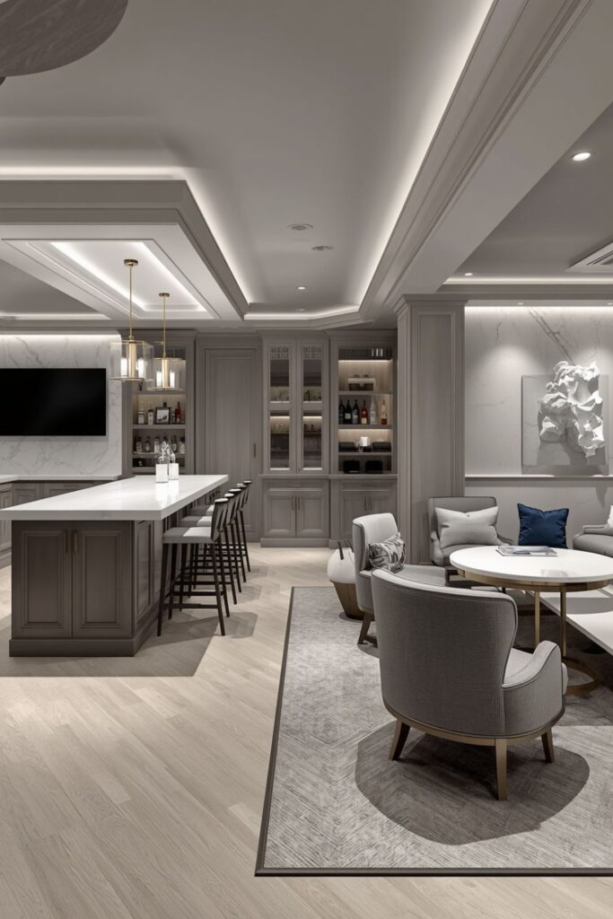 Light Gray and White Marble Bar