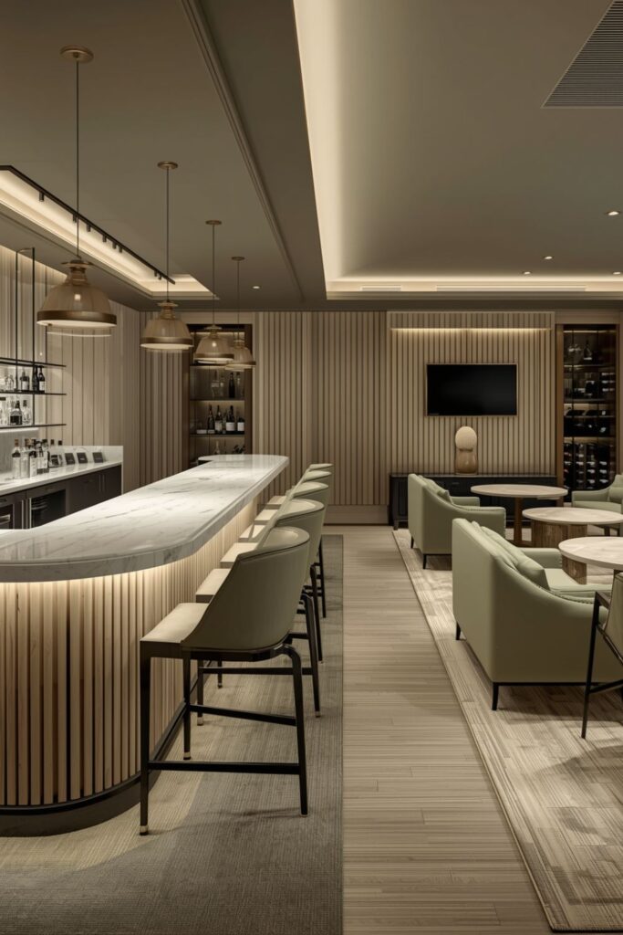 Sage Green Leather Entertainment Bar