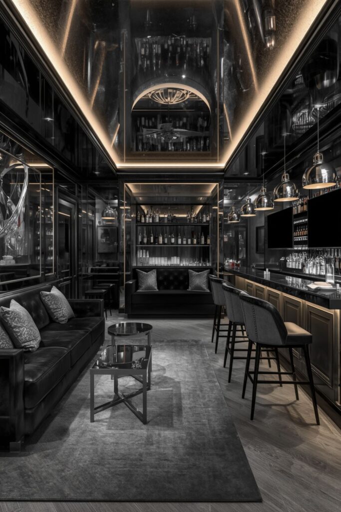 Silver Mirror and Ebony Bar