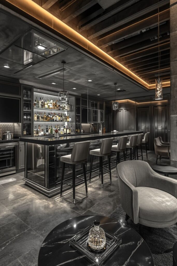Smoky Gray Mirror Luxe Bar
