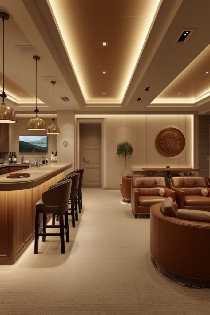 Warm Beige and Leather Club Bar